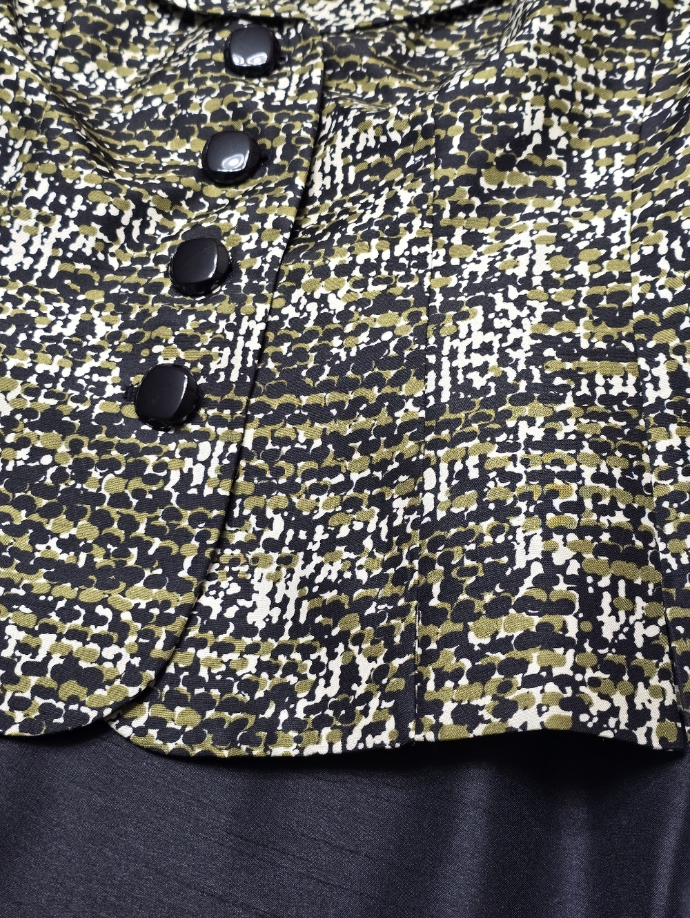 Le Suit Black and Olive Green Skirt & Blazer Size 10 - Picture 10 of 14